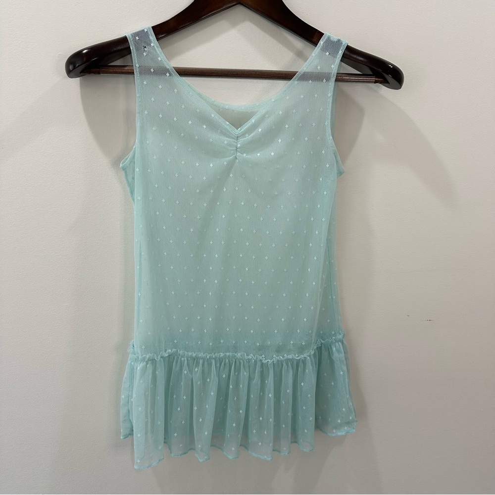 American Girl Truly Me Spring Breeze Dress Girls Size 10 Aqua Mesh Ruffle - Picture 8 of 14